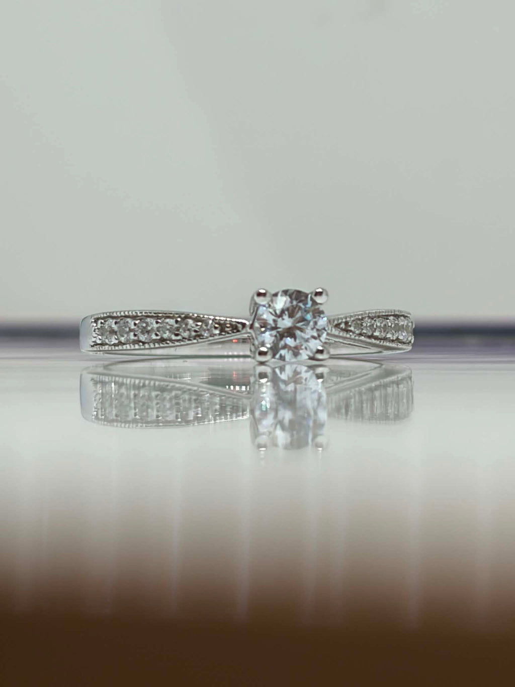 Amore Sterling Silver Cubic Zirconia Solitaire Ring: Size M