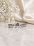 Amore Sterling Silver Cubic Zirconia Solitaire Ring: Size M