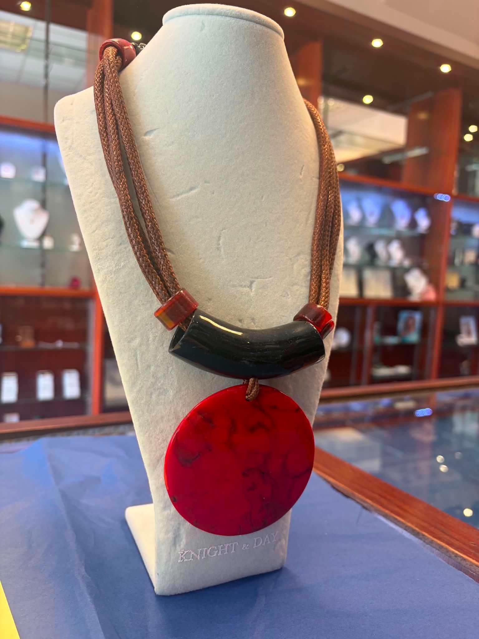 Statement Necklace with Bold Red Pendant