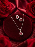 Amore Ruby & Diamond White Gold Necklace and Earrings Set