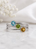Amore Sterling Silver Topaz, Peridot & Citrine Three-Stone Ring – Size O