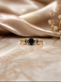 18ct Yellow Gold Australian Black Opal & Diamond Ring