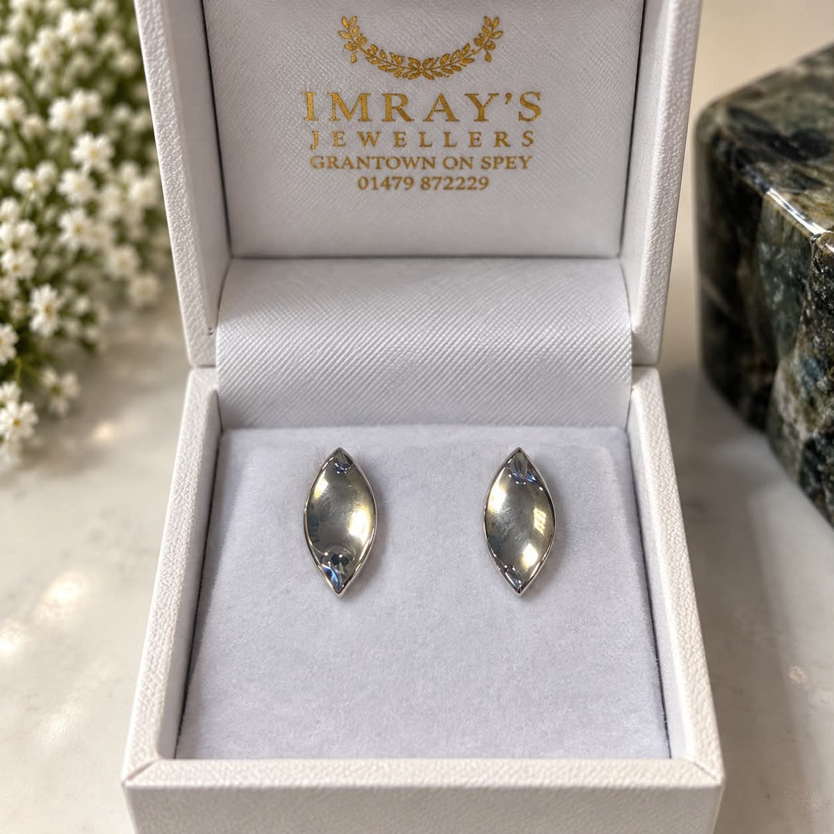Sterling Silver Marquise Stud Earrings
