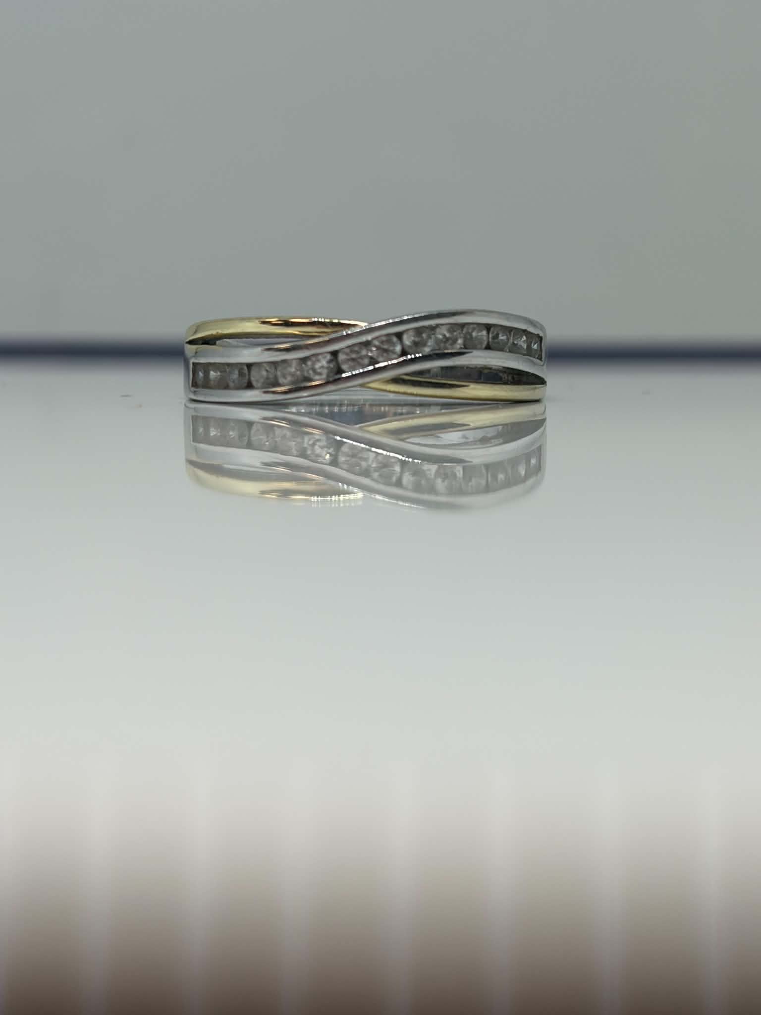 Gisser Sterling Silver Rhodium and Gold Plated Ring