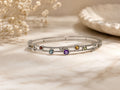 Amore Sterling Silver Multi-Gemstone Bangle Bracelet