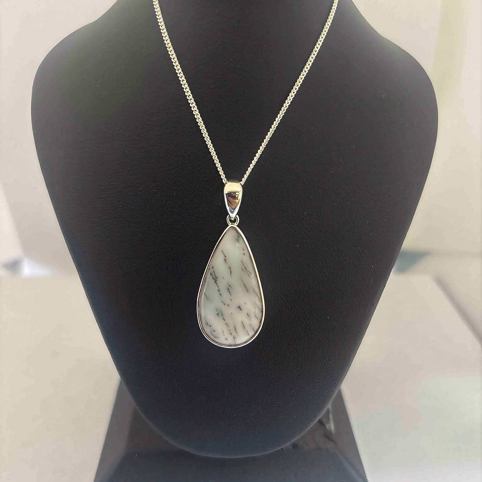 Dendrite Opal Sterling Silver Pendant Necklace